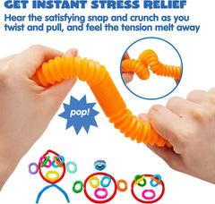 36-Pack Pop Tubes Toy, 9 Colors