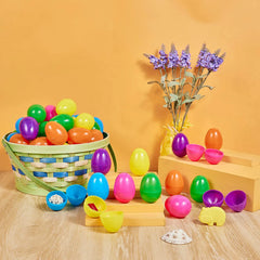 100 Colorful Bright Plastic Easter Egg Shells (2.3 in)