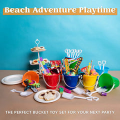 SLOOSH 12-Pack Beach Buckets with Sand Shovels
