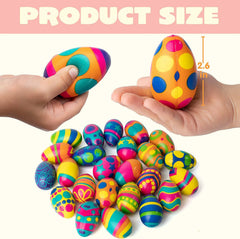 JOYIN 24 Pack Colorful Squishy Easter Eggs - Stress Relief Fidget Toys for Kids, Easter Party Supplies