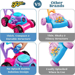 Sloosh Bubble Lawn Mower Toddler Toy, Pink