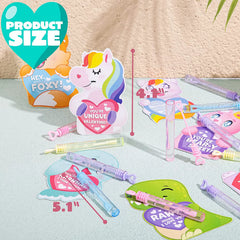 36-Pack Kids Valentine's Cards with Mini Bubble Maker Wands - Classroom Exchange Gifts