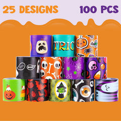 100 Pack Halloween Friendship Slap Bracelets for Kids