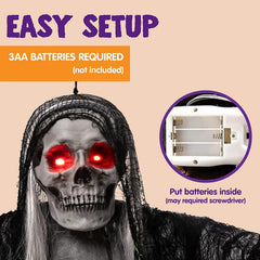 59in Hanging Grim Reaper with Glowing Eyes and Creepy Sound
