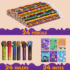 Halloween Pencil, Ruler & Notepad Set - 24 Pack
