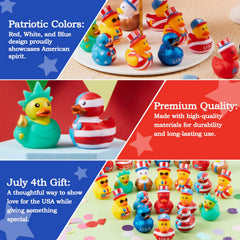 JOYIN 24-Pack Patriotic Rubber Ducks, 2.6-Inch Toys, 8 Unique Designs