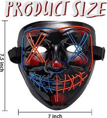 Halloween LED Mask with Light-Up Gloves (Blue & Red)