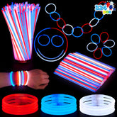 JOYIN 324-Piece 4th of July Glow Sticks with Connectors - 8" Red, White & Blue Glow-in-the-Dark Bracelets & Necklaces for Kids & Adults - Patriotic Light-Up Toys for Independence Day Party Favors