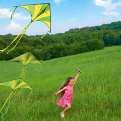 3-Pack Big Delta Kite Set (Green, Blue & Rainbow) with 262.5ft Kite String
