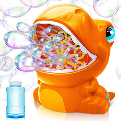 SLOOSH Orange Dinosaur Bubble Machine