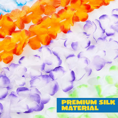 120Pcs Hawaiian Colorful Tropical Flower Leis Necklaces for Kids Adults