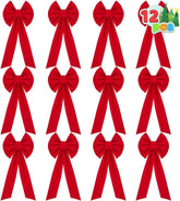 12-Pack Christmas Red Velvet Bows for Wreaths