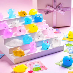 36-Pack Valentine's Day Gift Cards with Glitter Mochi Squishy Toys