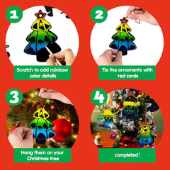 48-Pack Christmas Scratch Art Ornaments