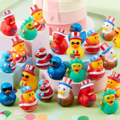 JOYIN 24-Pack Patriotic Rubber Ducks, 2.6-Inch Toys, 8 Unique Designs