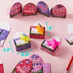 28-Pack Dinosaur Mochi Squishy Toys with Boxes - Valentine's Day Cards for Kids