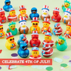 JOYIN 24-Pack Patriotic Rubber Ducks, 2.6-Inch Toys, 8 Unique Designs