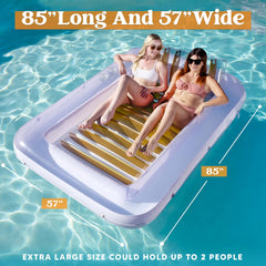 85x57 Inch Extra Large Golden White Sun Tan Tub Pool Float for Adults