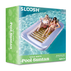 85x57 Inch Extra Large Golden White Sun Tan Tub Pool Float for Adults