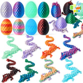 8 Pack 3D Printed Dragon Eggs with Articulated Colorful Dragons, Easter Party Favors for Kids