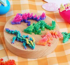 8 Prefilled Easter Eggs with 3D Articulated Dragon Fidget Toys, Easter Party Favors for Kids
