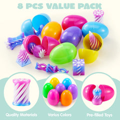 8 Pcs Prefilled Easter Eggs 3D Printed Impossible Cone Fidget Toys, Easter Party Favors for Kids