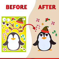 64 Pcs Christmas Make-a-Face Stickers - Fun Holiday Crafts for Kids