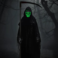 Green Halloween LED Skull Mask with Light-Up Gloves
