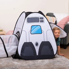 White Rocket Ship Pop-Up Play Tent with Tunnel