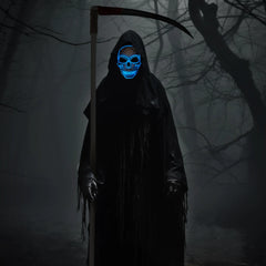 Halloween LED Skull Mask & Light-Up Gloves (Blue)