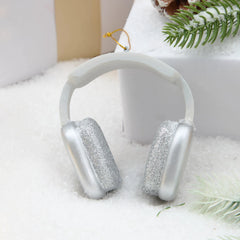 Mini Christmas Silver and White Headphone Glass Ornament