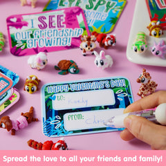 28 Pcs Kids Valentine's Day Cards with 3D Printed Mini Big Eyes Toys