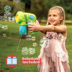 7-Inch Bubble Gun Blower with 2 Bottles of 5 oz Bubble Refill Solution (2 Pack)