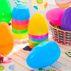 6-Pack 8-Inch Jumbo Plastic Easter Egg Shells, Fillable for Easter Egg Hunt