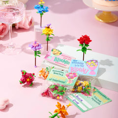 24-Piece Valentine's Day Flower Bouquet Building Blocks Set with Cards