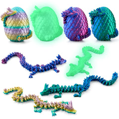 4-Pack 3D Printed Dragon Eggs with Laser Dragon - Articulated Fidget Toys for Kids