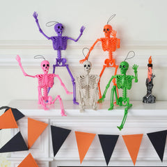 5 Pack Posable Halloween Skeleton Decorations, 16 Inches Each