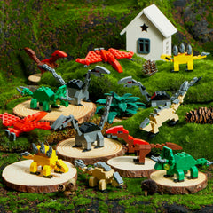 24 Pack Valentine's Day Cards with Dinosaur Building Blocks and Filled Hearts for Party Favors