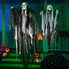 2 Pack Halloween Grim Reaper Hanging Decorations for Outdoor
