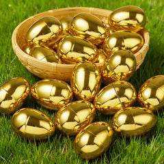 72Pcs Gold Easter Eggs 2.3" Metallic Plastic Empty Eggs Fillable for Easter Hunt