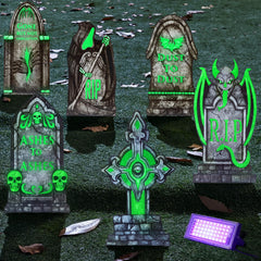 Glow-in-the-Dark Halloween Tombstones for Outdoor Graveyard Decor