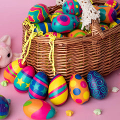 JOYIN 24 Pack Colorful Squishy Easter Eggs - Stress Relief Fidget Toys for Kids, Easter Party Supplies
