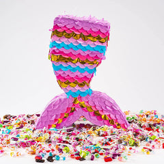 Mermaid Pinata with Plastic Bat and Paper Blindfold