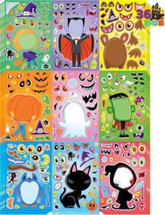 36 Pcs Halloween Make-a-Face Stickers for Kids