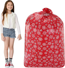 Large Red Holiday Plastic Gift Bags, 3 Pack