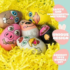 JOYIN 12 Pack Easter Eggs Squishy Toys Animal Theme Slow Rising Stress Relief Egg Balls