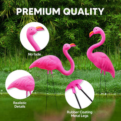 10 Pink Flamingo Yard Ornaments - Small