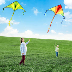 3-Pack Big Delta Kite Set (Green, Blue & Rainbow) with 262.5ft Kite String