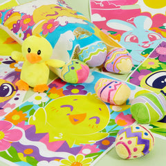 JOYIN 72 Pack Easter Plastic Gift Bags with Animal Flower Easter Party Supplies for Kids