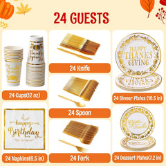 168-Piece Thanksgiving Paper Plates Set